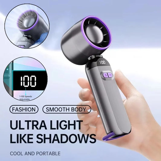 Mini Portable Hand Fan, 100 Wind Speeds,